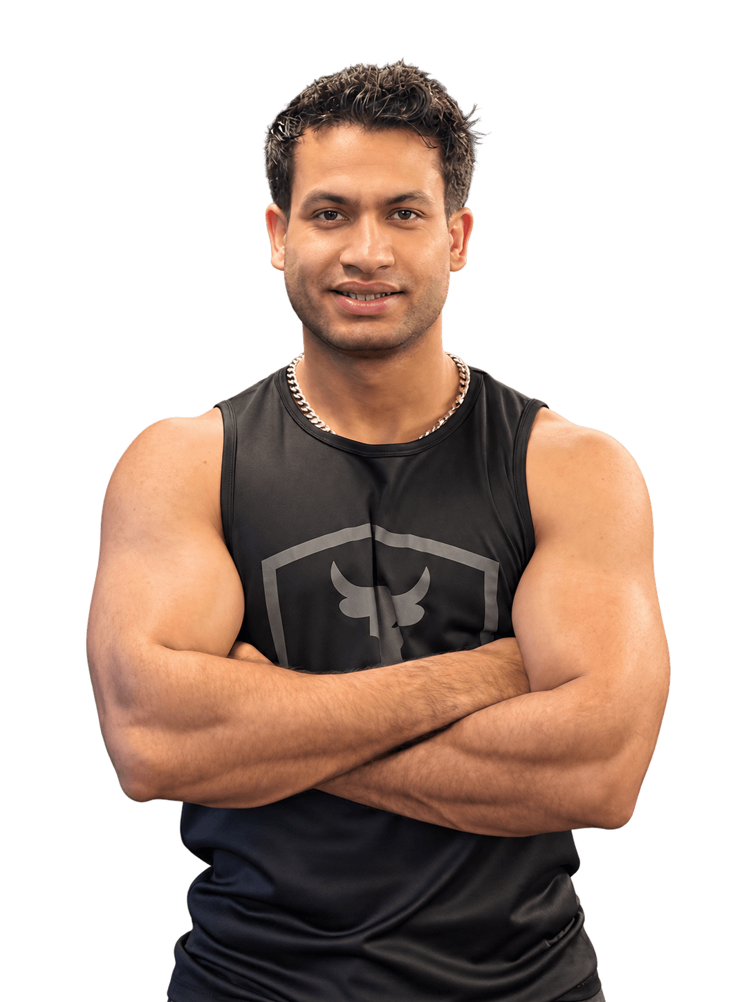 HK Fitness coach standing with folded arms